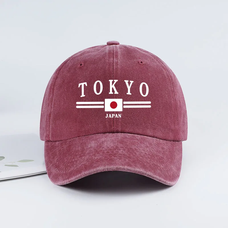 TOKYO JAPAN 프린트 워싱 야구 모자 도쿄 일본 도시 스타일 클래식 패션 일상 출퇴근, 사이클링, 낚시 휴일 선물