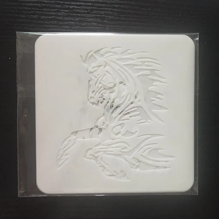 9 개/대 13*13cm 동물 말 DIY 레이어링 스텐실 벽화 스크랩북 색칠 엠보싱 앨범 장식 템플릿