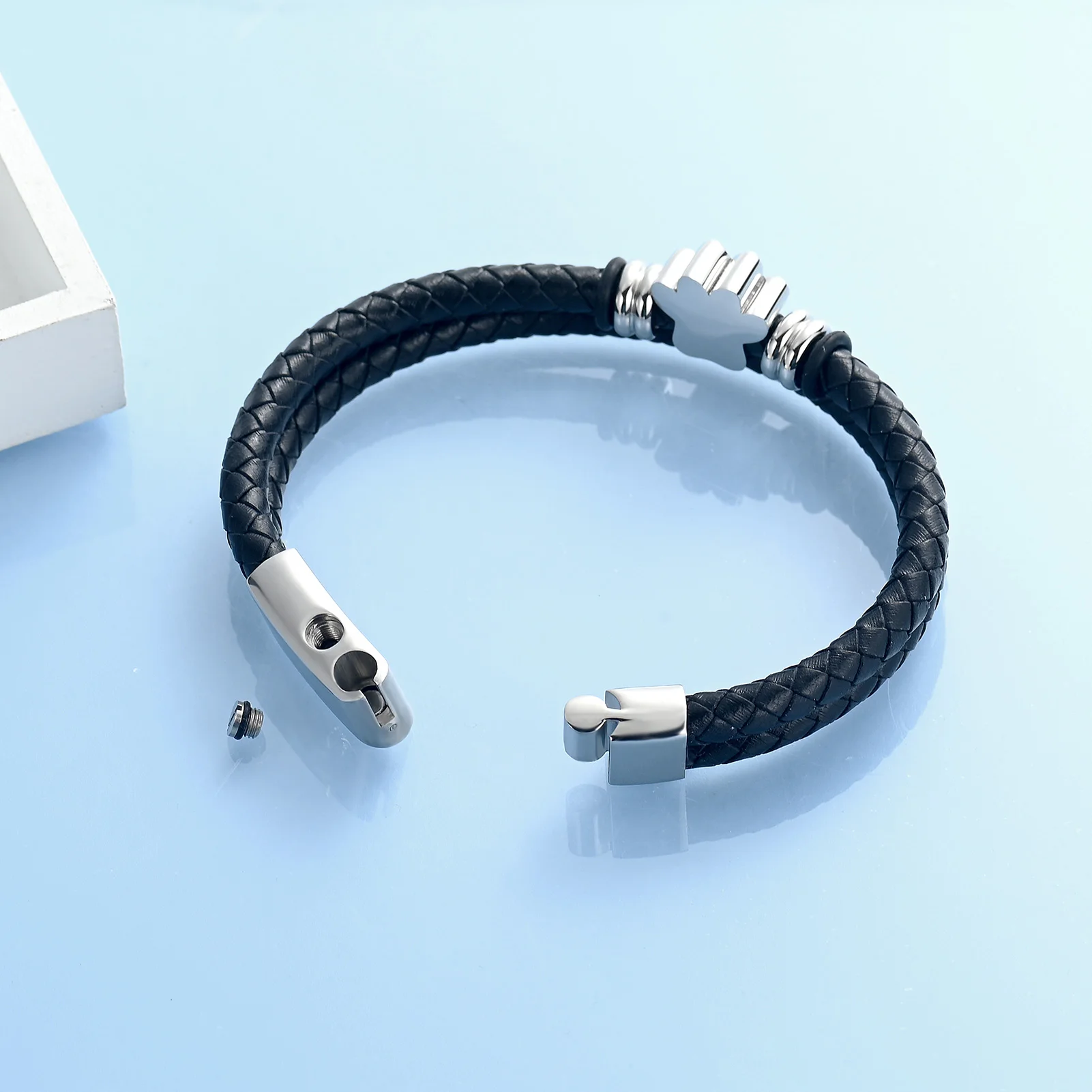 Pet Paw Urn Bracelet For Dog Cat Ashes Cremation Keepsake Jewelry Gifts for Men Woman Stainless Steel Memorial Bangle