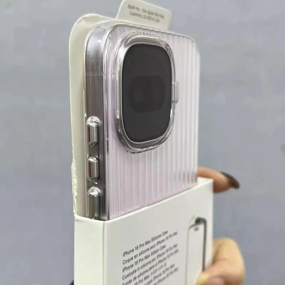 Clear Corrugated Pattern Magnetic Anti-Fall Protective Phone Case with Hard Shell Bumper