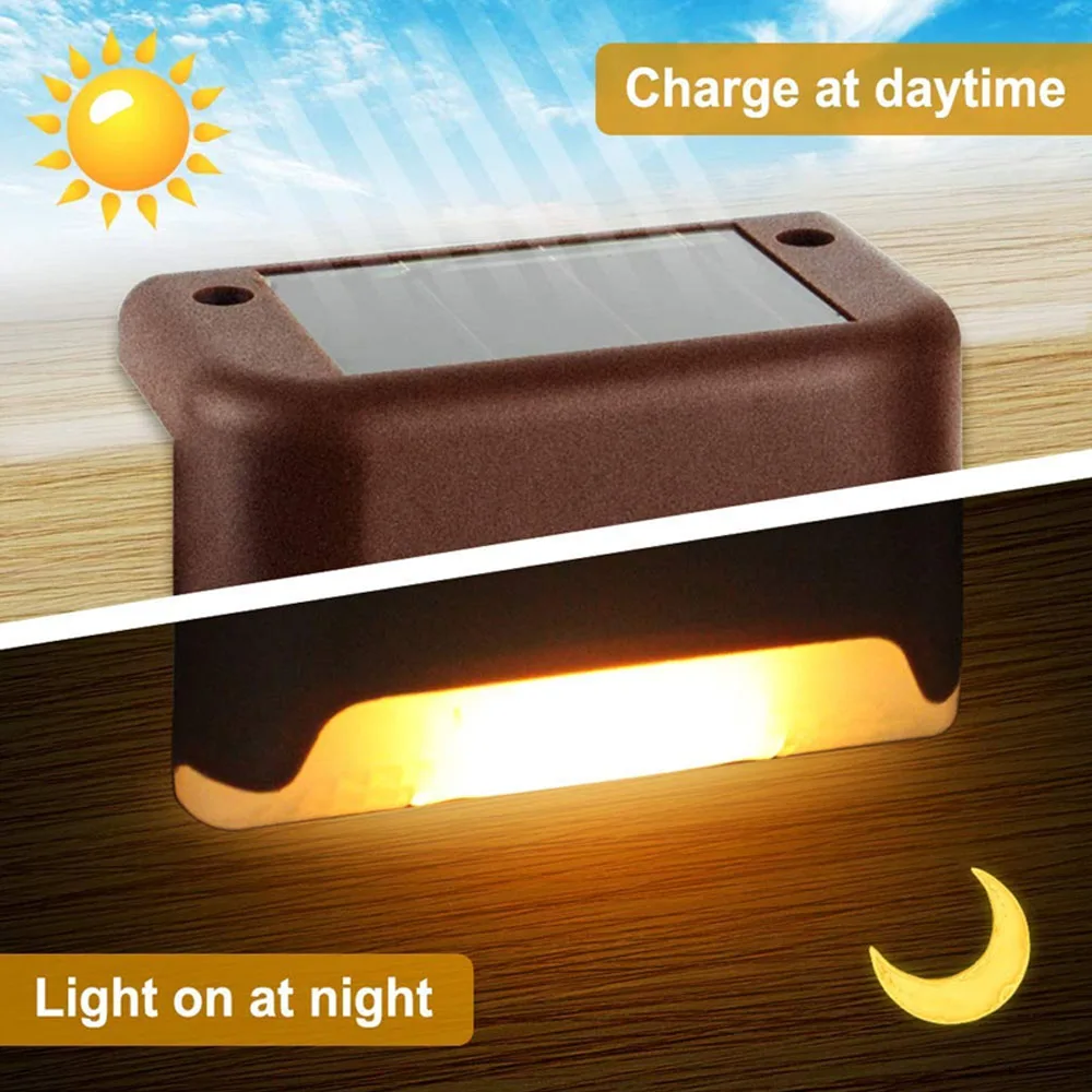Warm White LED Solar Step Lamp Path Stair Outdoor Garden Lights Waterproof Balcony Light Decoration for Patio Stair Fence Light 4