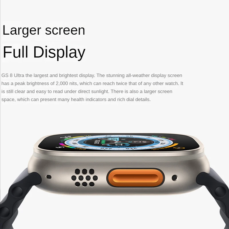 45mm GS Ultra 8+ Smartwatch Monitor NFC Smart Watch Man Woman Sports  Fitness Gps Smart Watch For Ios Android Phone Call