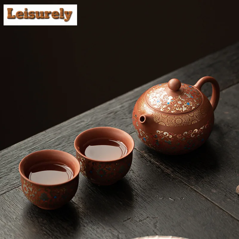 Twining Lotus Purple Clay Xishi Pot Tea Set Complete Set Boutique Tea Ceremony Set Teapot And Tea Cup Set Teaware Supplies Gifts