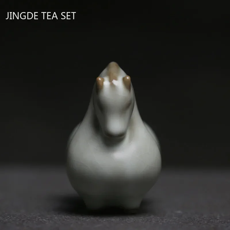 Tradition Ceramics Tea Pet Ornaments Lovely Pony Horse Statue Tea Table Decoration Home Desktop Handmade Crafts Tea Set Supplies