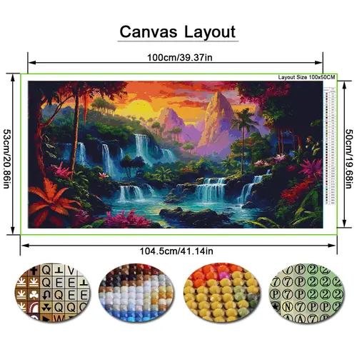 Moon Mountain Waterfall Scenery Large Size Diy Diamond Painting Landscape Full Drill Mosaic Embroidery Pictures 200x100cm - Image 2