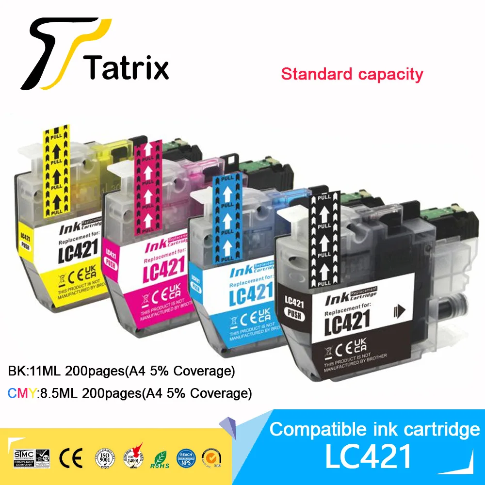 Tatrix Standard capacity LC421 LC 421 Compatible Ink Cartridge For Brother  DCP-J1050DW MFC-J1010DW DCP-J1140DW printer