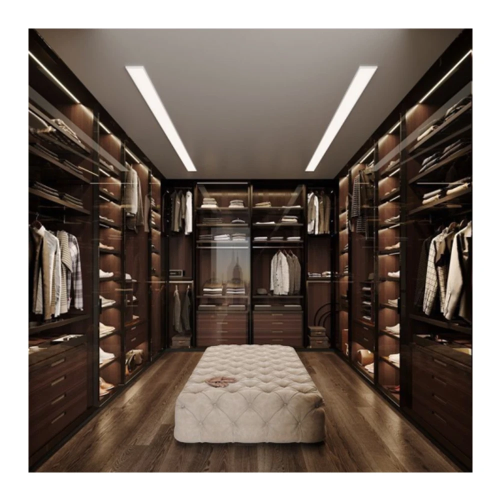 Dormitorio de lujo LED Armario de luz Closets cama moderna personalizada Habitación  de madera Walkin armario sistemas - China Armario, ropa moderna vestidor