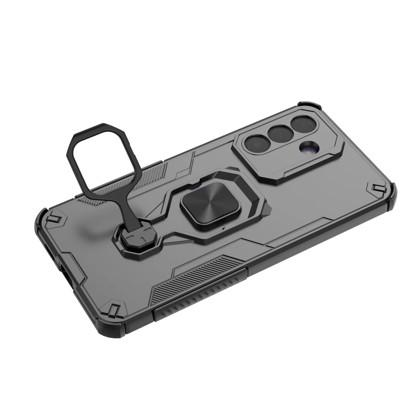 Magnetic Armor Shockproof Case with Metal Ring Stand