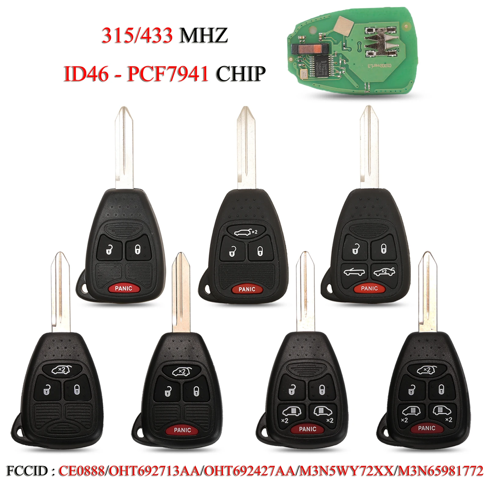 jingyuqin Remote Smart Car Key For Jeep Grand Wrangler Liberty Dodge ...