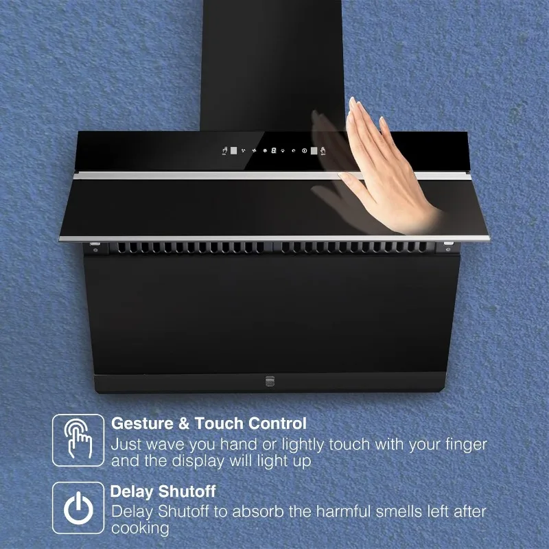Under Cabinet Range Hood 30 inch,Wall Mount Kitchen Hood 900 CFM with Heating Auto-cleaning Function, Gesture& Touch Control 6