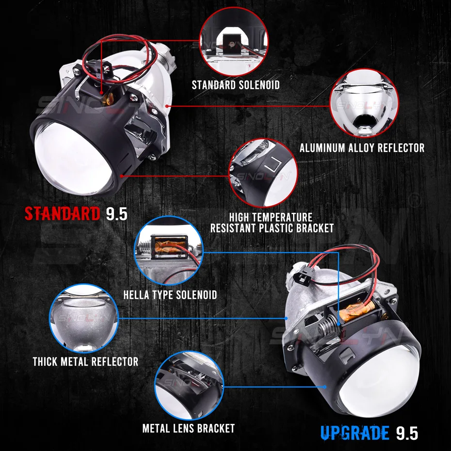 Kit Lente Proyector Bi-Xenón H1 3.0" Con Anillos LED Ángel Eyes - Para Actualizar Faros, Marca IJDMTOY