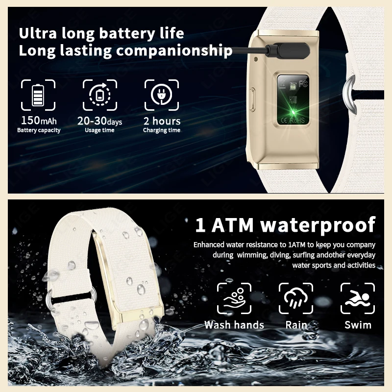 LIGE No Screen Smart Watch Men's Sports Outdoors Fitness Heart Rate Monitor 1ATM Waterproof New Smartwatch For Andrio IOS 2026