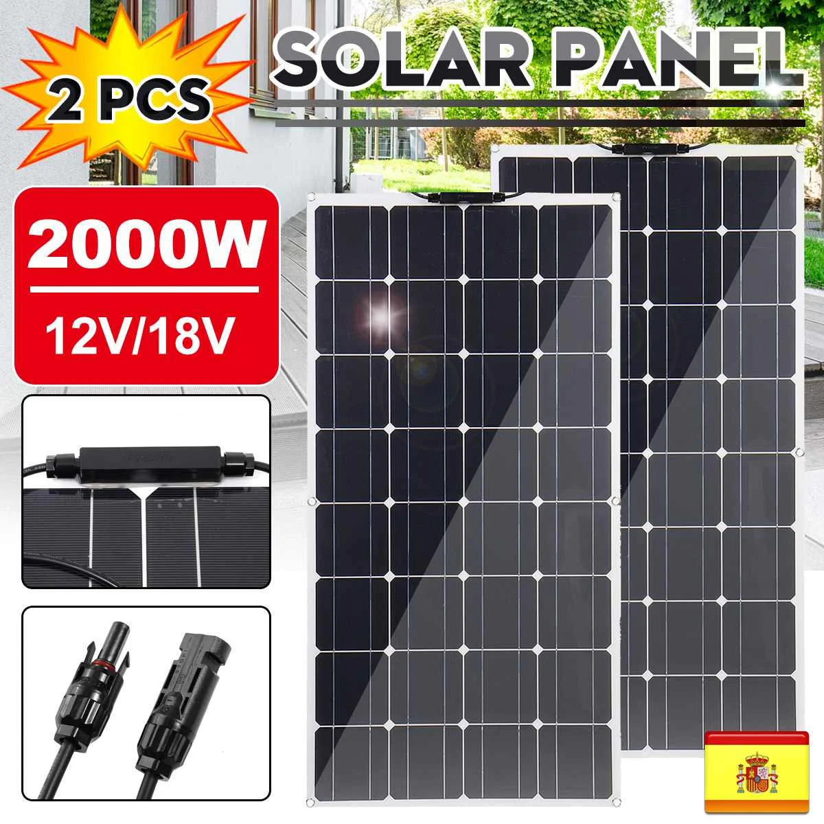 2000W/4000W 18V/12V Flexible Monocrystalline EVA + PET Solar Panel Can