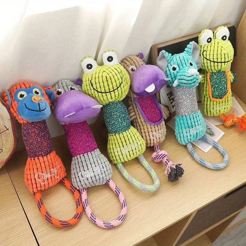 Corduroy Animal Squeaky Dog Toy 2