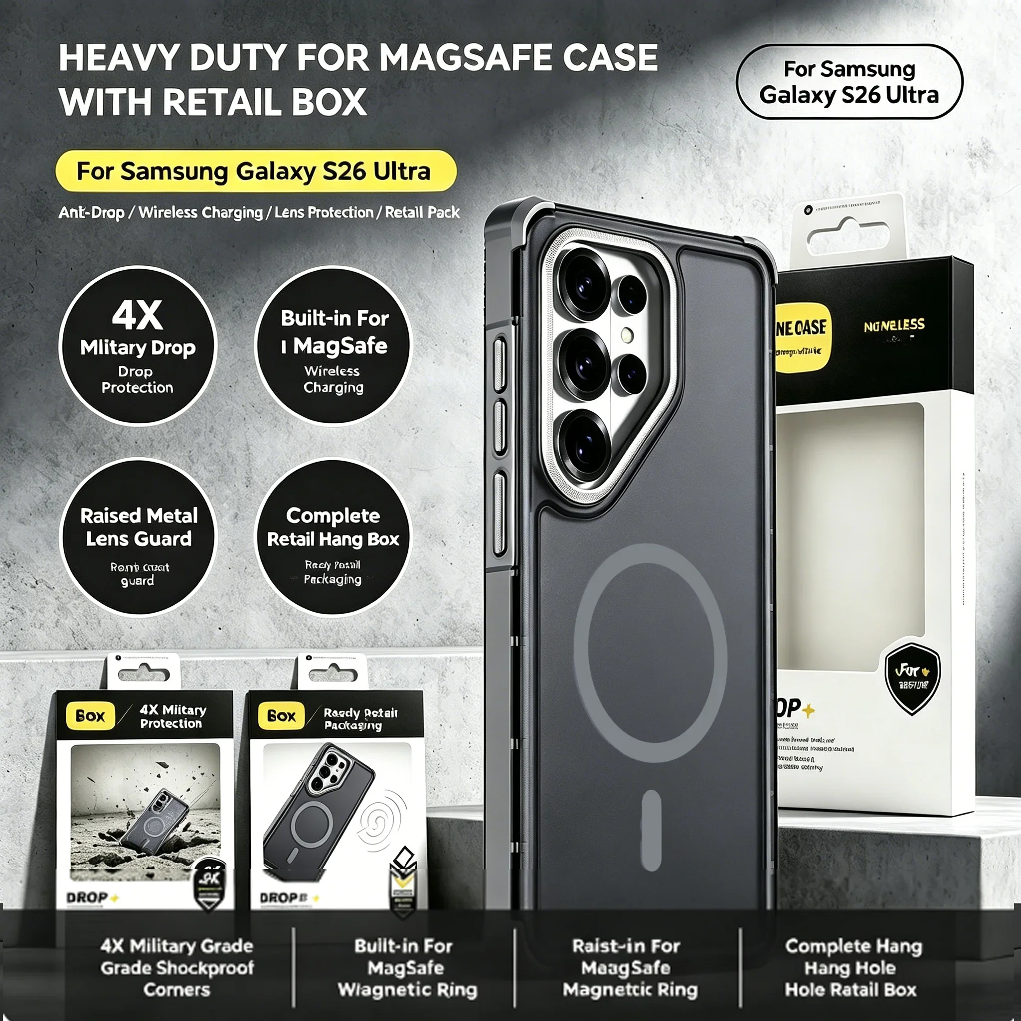 Hybrid Rugged Armor Shockproof Case with Magsafe Charging Compatibility
