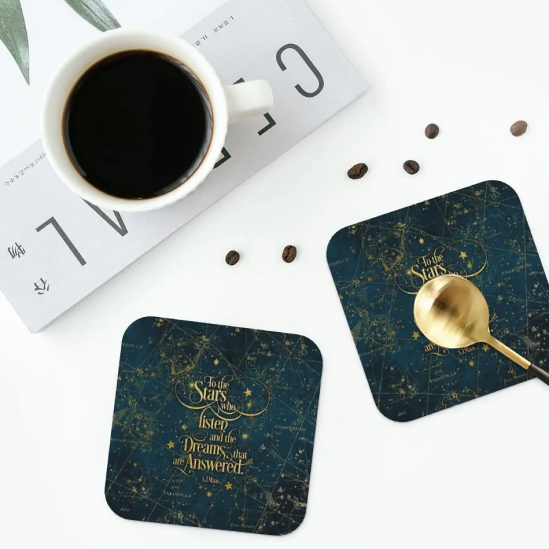 

Sarah J Maas A Court Of Thorn Coasters Kitchen Placemats Waterproof Insulation Cup Coffee Mats For Home Tableware Pads Set of 4