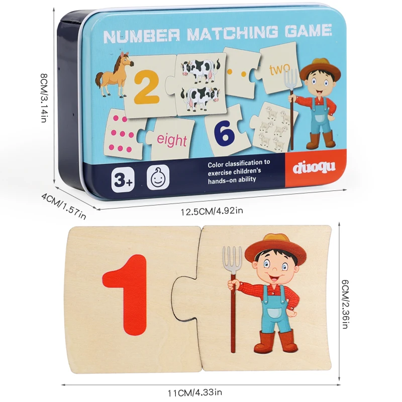 Engaging Wooden Learning Toy – Fun Animal and Number Matching Game for Shape Recognition and Early Math Skills for Children