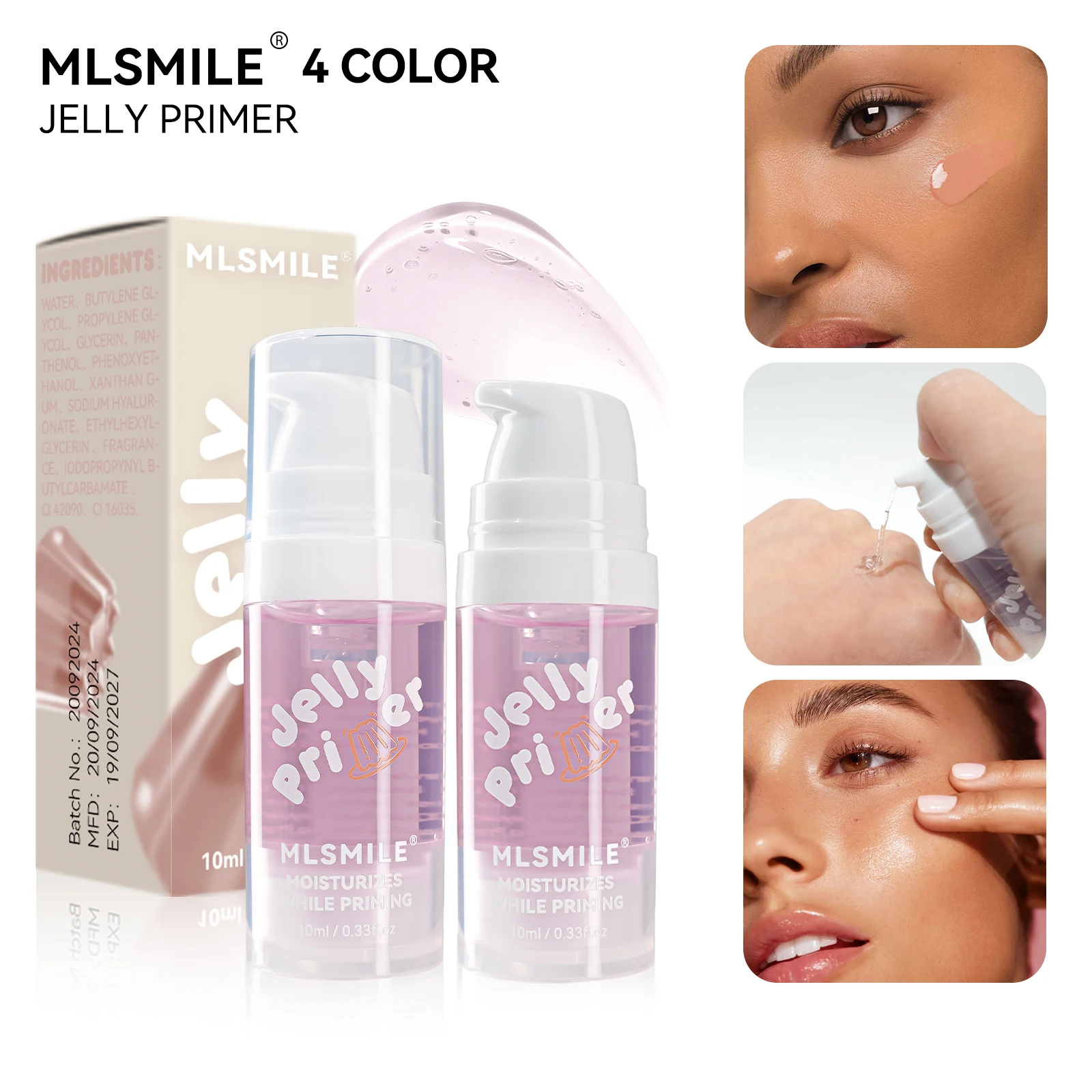 برايمر معزز للترطيب - خفيف الوزن، خالٍ من الزيوت، لمسة نهائية غير لامعة، جل شفاف لجميع أنواع البشرة، كريم أساس ذو مظهر طبيعي