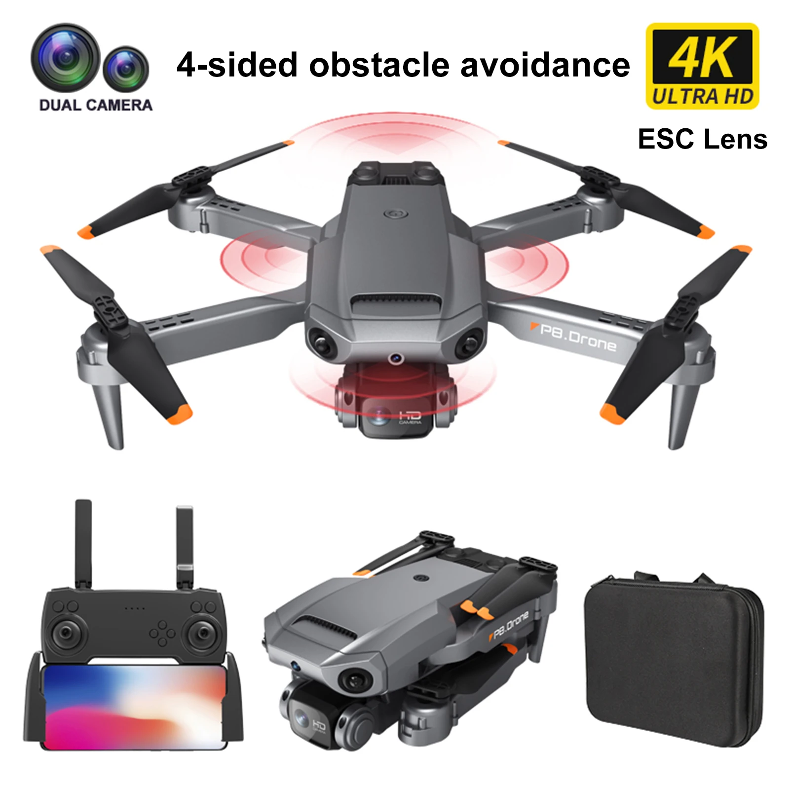 rc helicopter price P8 Mini Drone 4K Dual Camera with ESC Lens Wifi FPV Four Sides Infrared Obstacle Avoidance Folding Quadcopter Helicopter Gifts rc helicopter price