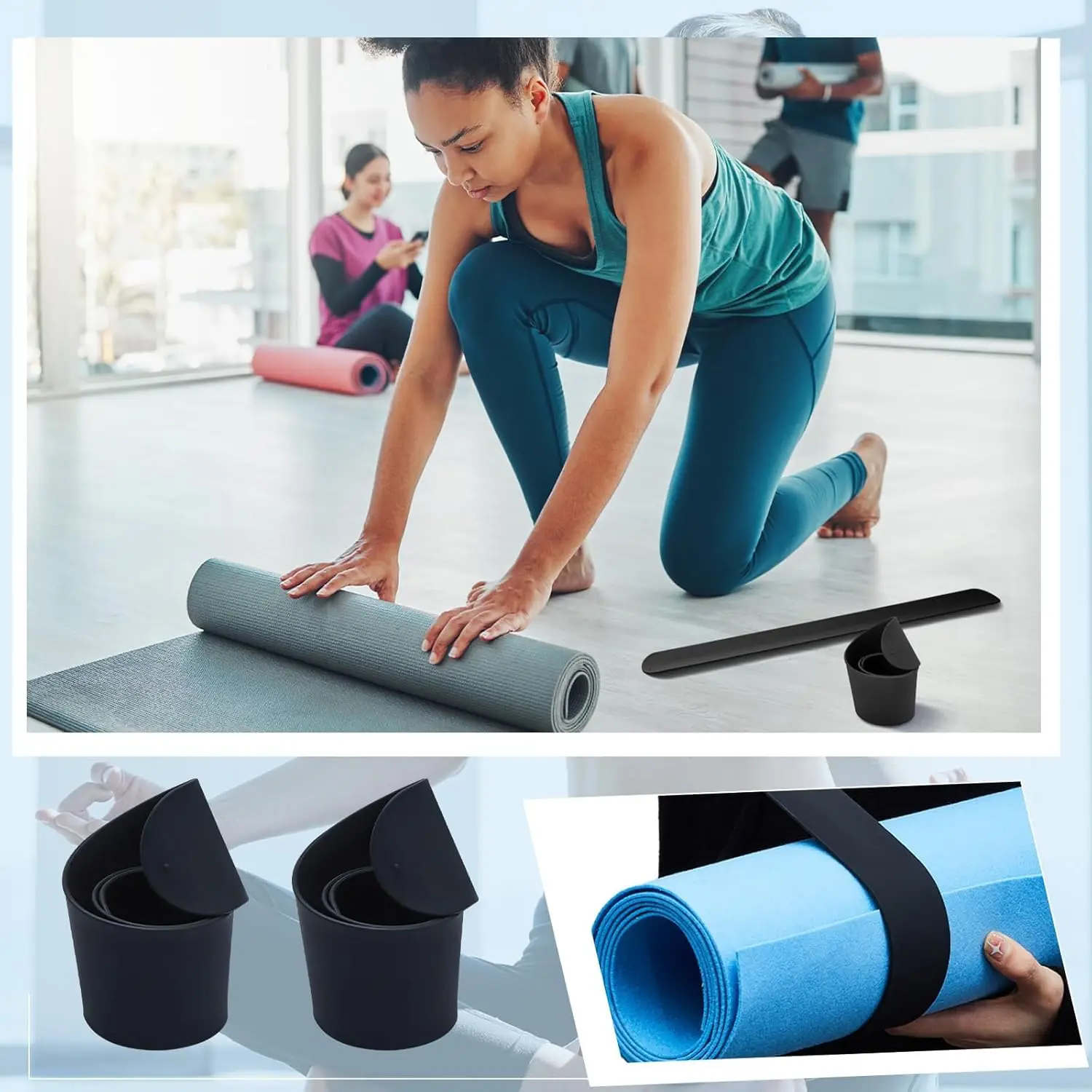 1/2Pcs Yoga Mat Strap Slap Band Yoga Strap Tightly Rolled and Secure Heavy-Duty Clasp Fits Most Size Mats 4