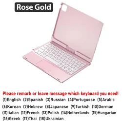 Magic Backlit Keyboard Case for Pro12.9 3rd 456th (Rose Gold)