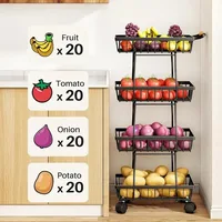 4 Tier Stackable Metal Vegetable Storage Rack with Wheels Rotating Corner Kitchen Organizer Basket for Potato Onion Banana Frui 1
