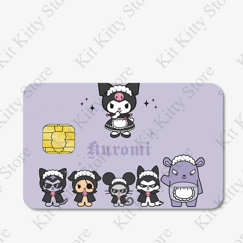 thumbnail image 1 of Sanrios Anime tarjeta pegatina cubierta Kuromi Hello Kittys película de dibujos animados funda de piel para tarjeta de débito de crédito pegatinas impermeables Diy calcomanía, 1 of 5