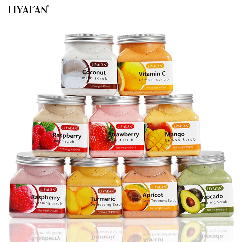Body Scrub Fruit Sea Salt Avocado Strawberry Apricot Sherbet Skin Smooth Softens Cuticles Moisturizing Exfoliating