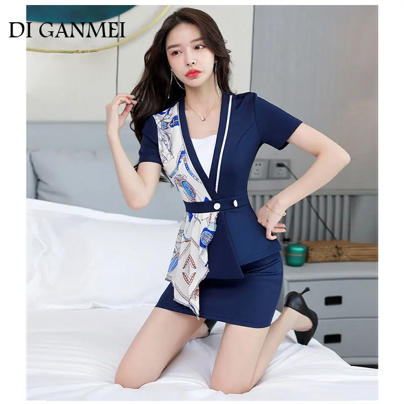 

Новое поступление весенней модели униформы для приема официанта в гостиницу для косметолога костюм с элегантной короткой юбкой