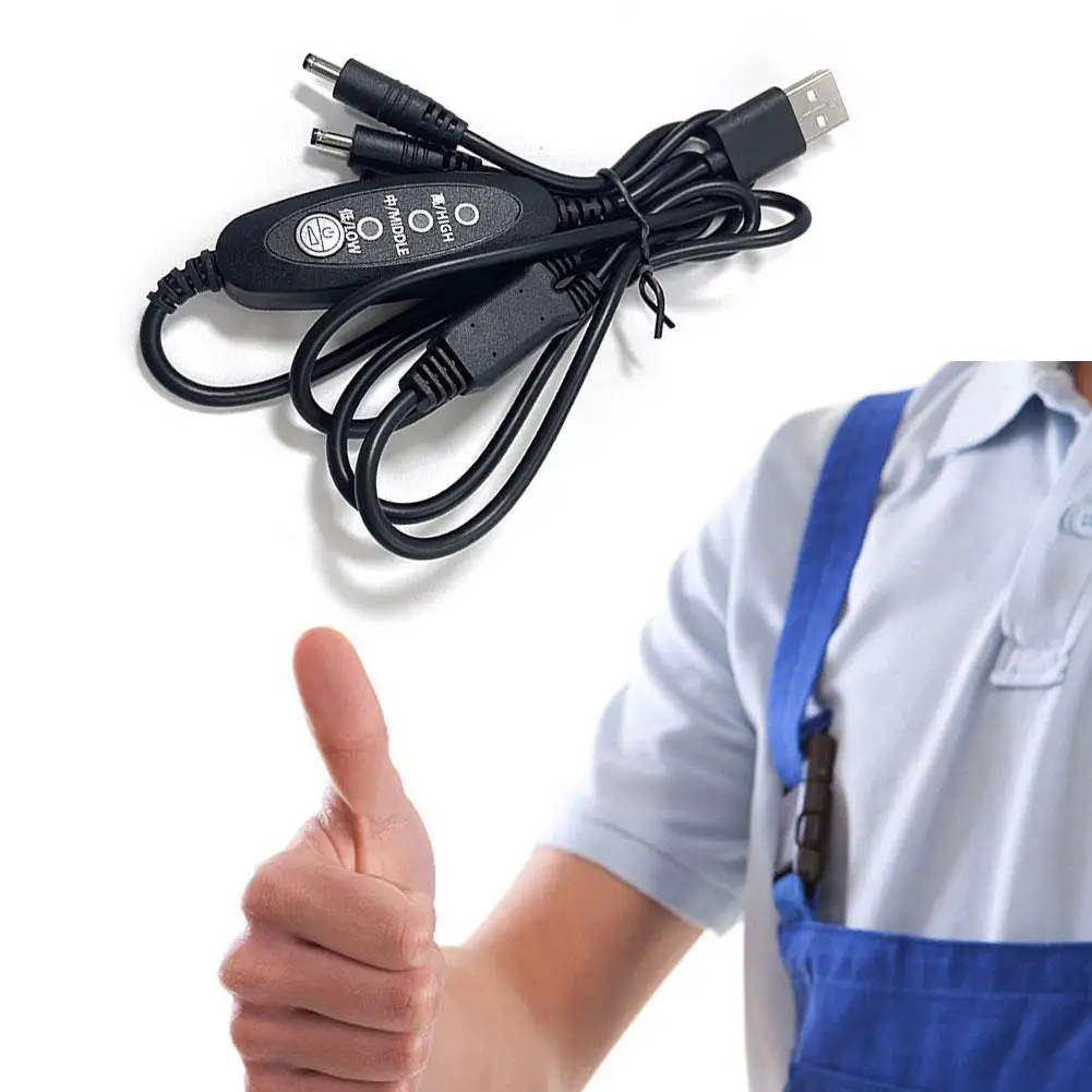 USB Fan Controller 3 Stage Wind Power Adjustment Cooling Clothes Fan Cable Controller Adaptor Connector