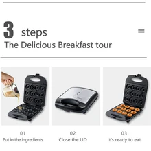  1200W Electric Donut Maker For Home Makes 12 Doughnuts Non-stick Plates Kids Snacks Dessert 220V EUPlug Square Breakfast Machine 