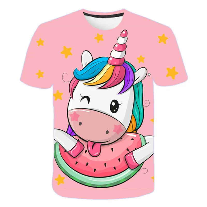 custom tee shirts Baby Girls TShirts New Summer Tops Unicorn T shirts Kids Cartoon Tee Children t shirts for Girls Short Sleeve Girls 3D TShirts funny t shirts