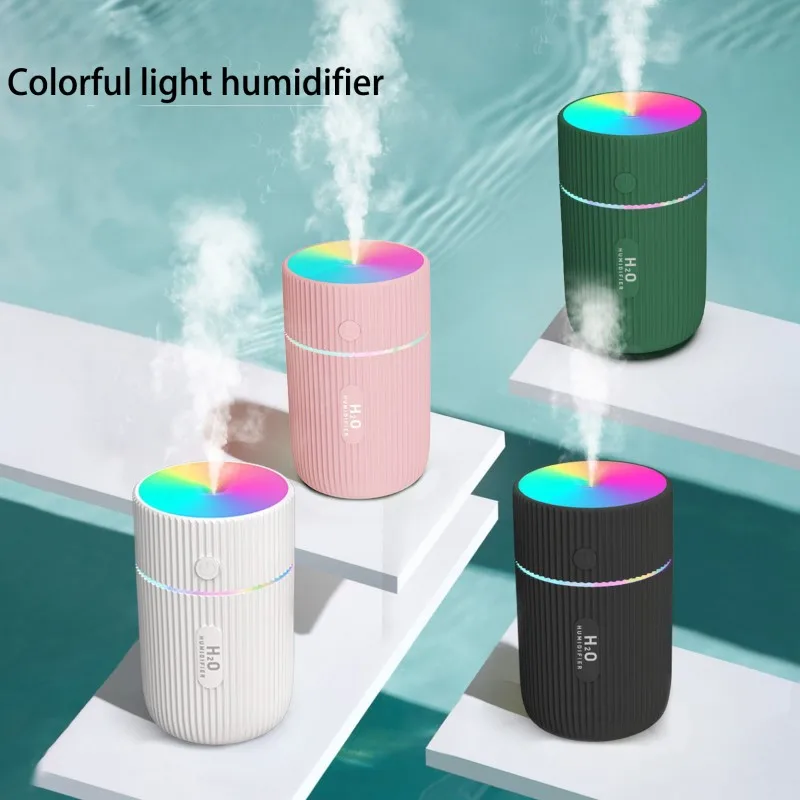 차량용 조명이 있는 휴대용 USB 초음파 다채로운 컵 디퓨저, 쿨 미스트 메이커, 가습기 청정기