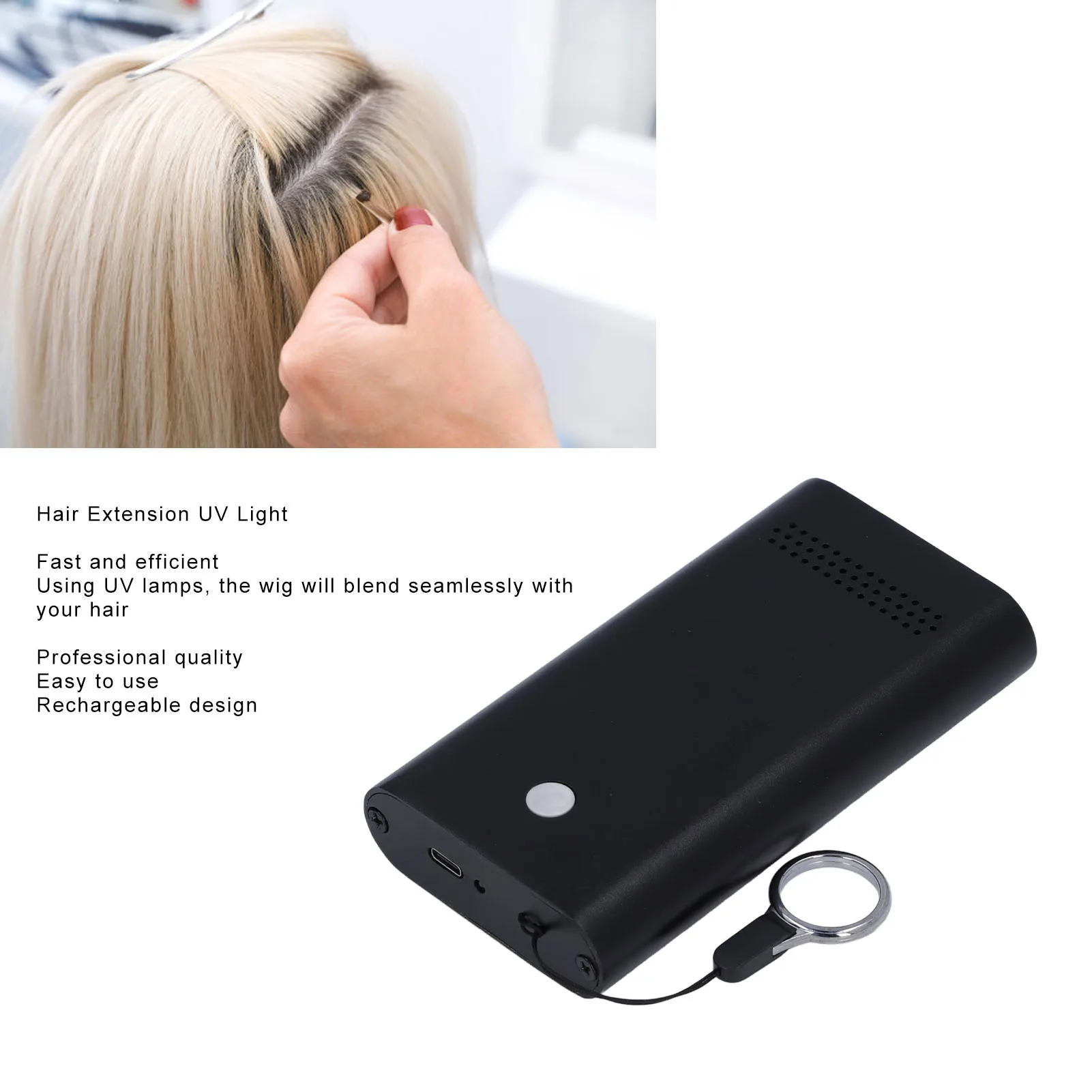 Hair Extension UV Light Rechargeable 395nm Portable Fast Curing Wig Extension LED UV Lamp Home Salon