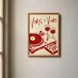 Vintage Music - Inspired Wine Record Wall Art Canvas - 40x50cm Black Frame (G3615)