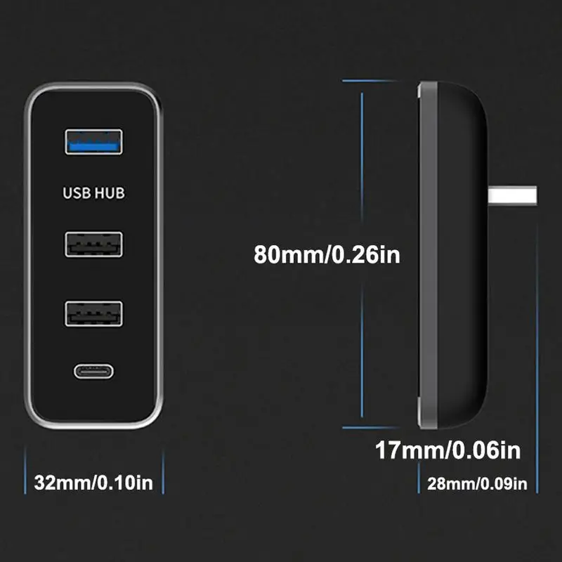 USB 허브 포트 도킹 스테이션, USB 허브 고속 충전기, USB 스플리터 확장 어댑터, 테슬라 모델 Y 글러브 박스용, 4 in 1