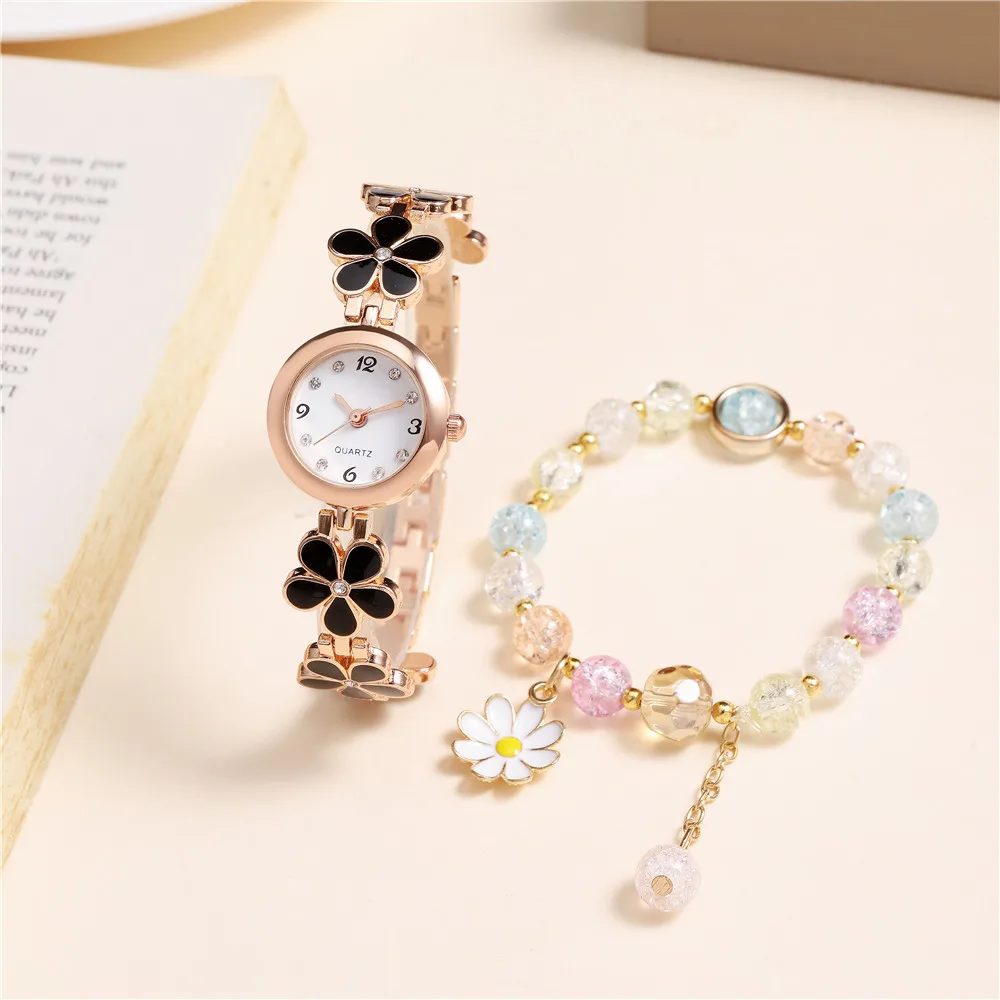 sweet flower style rhinestone quartz women bracelet watch for women watches