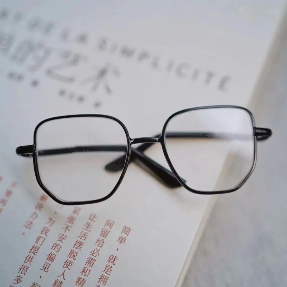 Miniature Rectangle Metal Glasses Toys Multi Color For Glasses 8.5cm Cotton Dolls Glasses For Toys