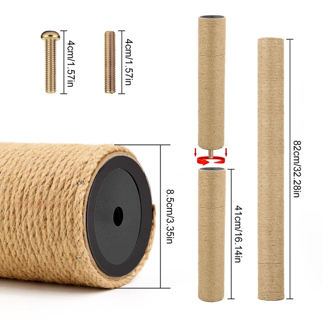 Cat Scratching Post Replacement Natural Sisal Spare Extension Scratch Post for Cats Tree Pole Parts Hemp Rope Scratcher Climbing 2