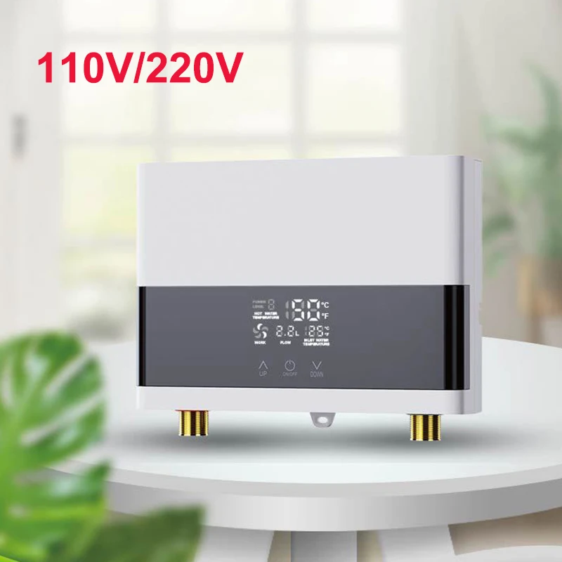 110V/220V Electric Water Heater Instantaneous Rapid Heating Intelligent Constant Temperature Bathroom Shower English Display