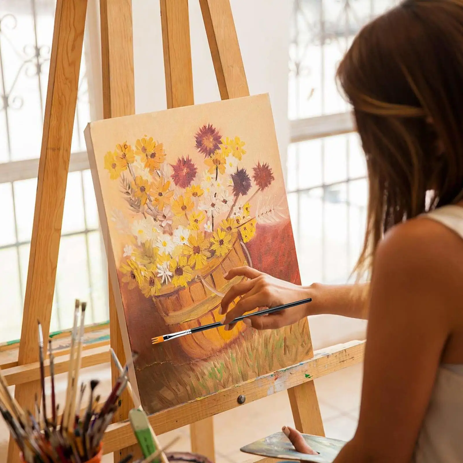 페인트 브러쉬 인체 공학적 핸들 4피스 도구 펜 페인트 브러쉬 세트 아크릴 페인팅용 어린이 교실 색칠 성인 공예용