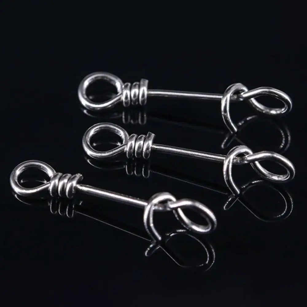 50Pcs Stainless steel Fishing Fastach Clips Fishing Swivels Snaps Swivel Rolling Snap Quick Connection Accessory