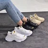 New Heel Mesh Sports Shoes Sneakers Women's Breathable Lace-up Platform Sneakers Splicing Lace Up Outdoor Vulcanized Shoes 6