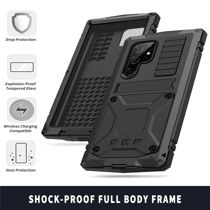 Dropshipping Rugged Armor Shockproof Case For Samsung Galaxy S23 S22 S21 Plus + Ultra S23Ultra S22Ultra Aluminum Full Cover