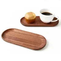 Walnut Wooden Tray Ins Wind Small Wooden Plate Japanese Rectangular Dinner Plate Cake Bread Coffee Tea Solid Wood Plate Tray 2