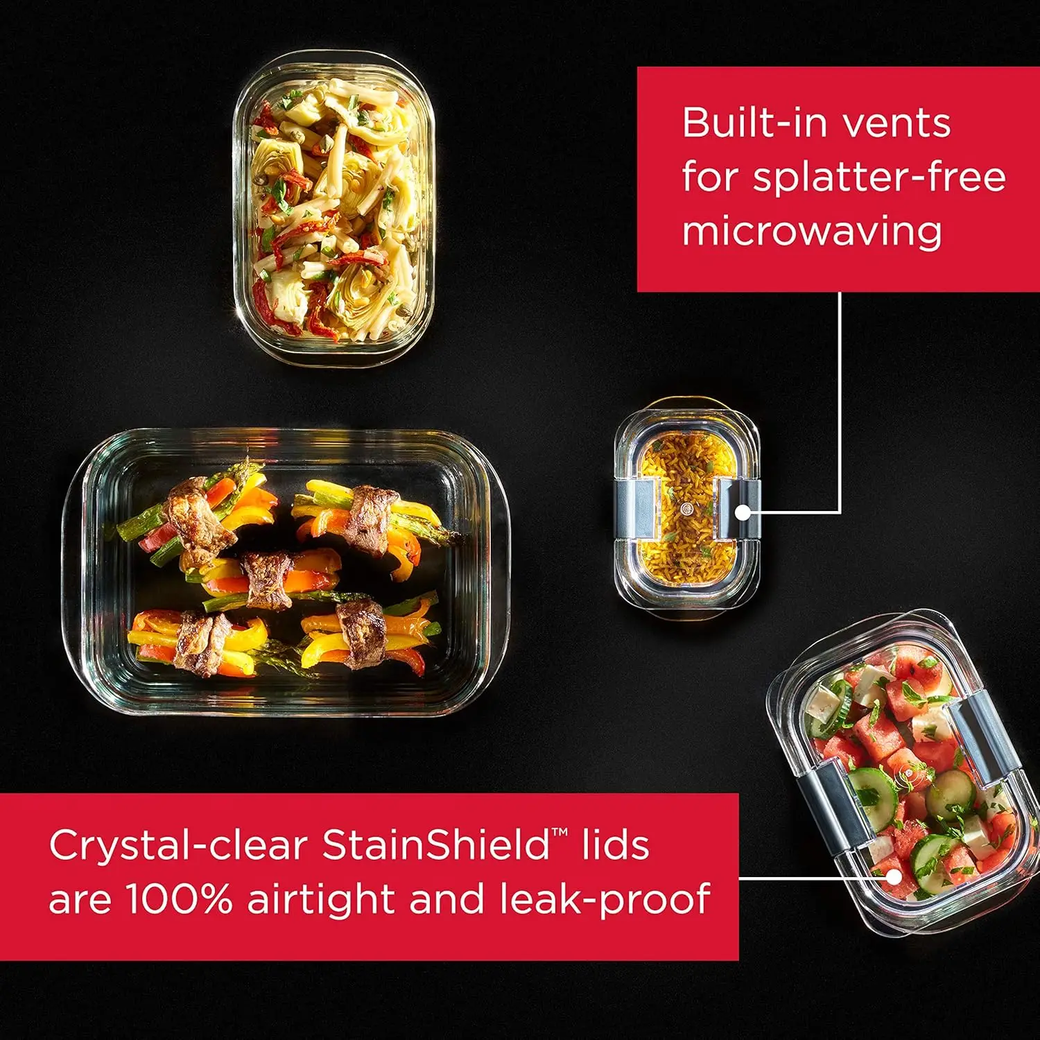 Rubbermaid Brilliance Glass Storage 3.2-Cup Food Containers with Lids 2