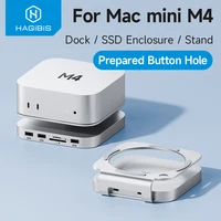 Hagibis USB C Hub with M.2 SSD Enclosure for Mac Mini M4/M4 Pro Stand Type-C Docking Station SSD Case USB3.2 Gen2 SD4.0 TF4.0 1