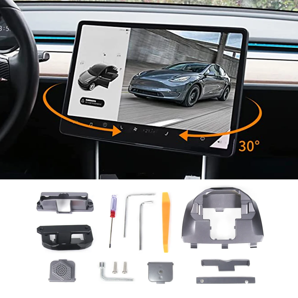 

Screen Rotating Holder Center Console Navigation Screen 30 Degree Swivel Mount Original Silver Bracket for Tesla Model 3 Model Y