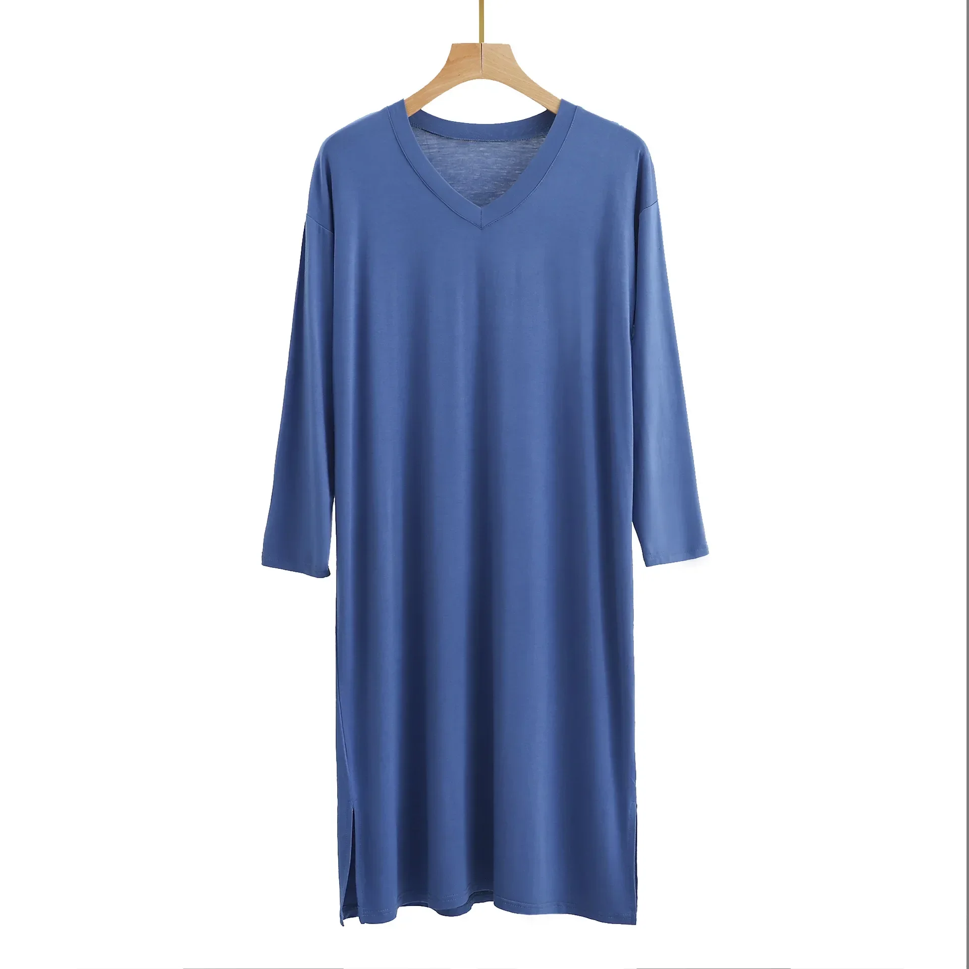 Modal Men's Pajamas Long Style V-Neck Long Sleeves Large Size