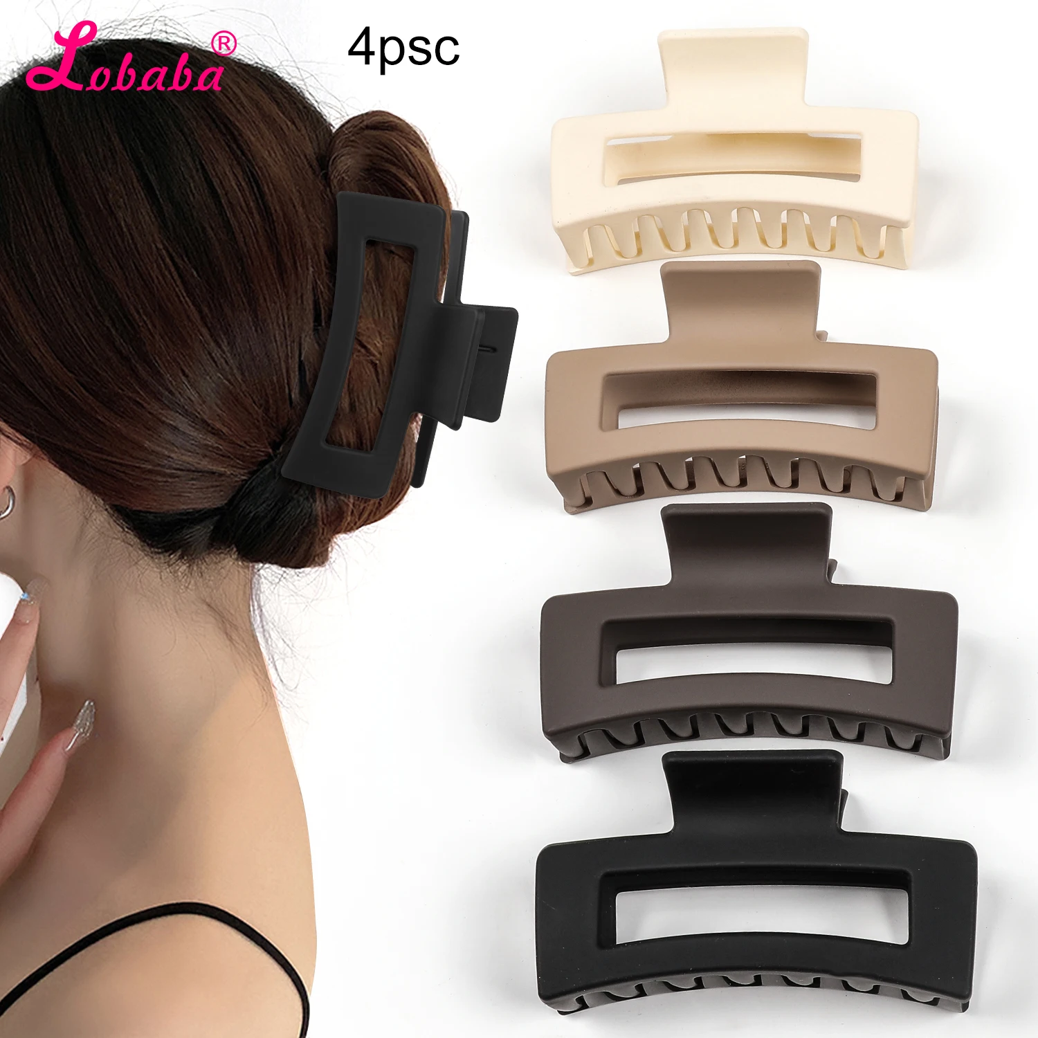 Pinzas para el pelo de plástico mate cuadradas